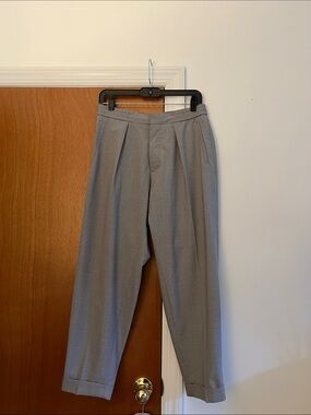 Mens COS Classic Pleated Trousers - Light Gray